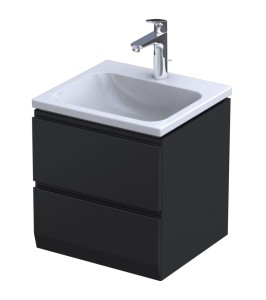 Oristo Szafka wisząca BRYLANT UNI 50 cm z umywalką CERA, CZARNY MAT OR36-SD2S-50-8-V3 + UME-CE-50-91-DARMOWA DOSTAWA