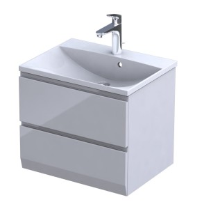 Oristo Szafka wisząca BRYLANT UNI 60 cm z umywalką AMELIA, BIAŁY POŁYSK OR36-SD2S-60-1-V3 + UME-AM-60-92-DARMOWA DOSTAWA