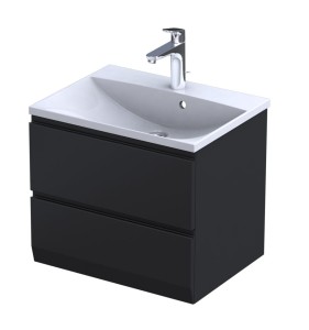 Oristo Szafka wisząca BRYLANT UNI 60 cm z umywalką AMELIA, CZARNY MAT OR36-SD2S-60-8-V3 + UME-AM-60-92-DARMOWA DOSTAWA
