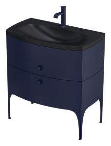 ORiSTO Szafka wisząca LOUIS 82 cm GRANATOWY MAT z umywalką LOUIS 82 cm CZARNY MAT OR50-SD2S-82-14 + UME-LU-82-94-DARMOWA DOSTAWA