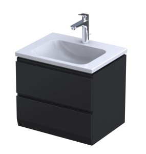 Oristo Szafka wisząca BRYLANT UNI 60 cm z umywalką CERA, CZARNY MAT OR36-SD2S-60-8-V3 + UME-CE-60-91-DARMOWA DOSTAWA