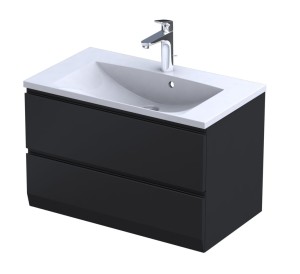 Oristo Szafka wisząca BRYLANT UNI 80 cm z umywalką AMELIA, CZARNY MAT OR36-SD2S-80-8-V3 + UME-AM-80-92-DARMOWA DOSTAWA