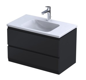 Oristo Szafka wisząca BRYLANT UNI 80 cm z umywalką CERA, CZARNY MAT OR36-SD2S-80-8-V3 + UME-CE-80-91-DARMOWA DOSTAWA