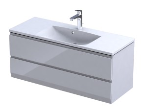 Oristo Szafka wisząca BRYLANT UNI 120 cm z umywalką AMELIA, BIAŁY POŁYSK OR36-SD2S-120-1-V3 + UME-AM-120-92-C-DARMOWA DOSTAWA