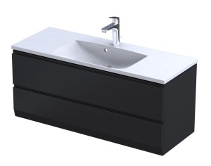 Oristo Szafka wisząca BRYLANT UNI 120 cm z umywalką AMELIA, CZARNY MAT OR36-SD2S-120-8-V3 + UME-AM-120-92-C-DARMOWA DOSTAWA