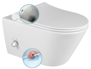 SAPHO - Miska wisząca WC AVVA RIMLESS z prysznicem bidetowym i baterią 35,5x53 cm bez deski kolor BIAŁY 100315