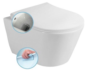 SAPHO - Miska wisząca WC AVVA RIMLESS z funkcją bidetu 35,5x53 cm bez deski kolor BIAŁY 100312