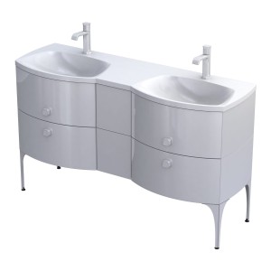 ORiSTO Szafka wisząca LOUIS 144 cm BIAŁY POŁYSK z umywalką LOUIS 144 cm BIAŁY POŁYSK 2xOR50-SD2S-62-1 + OR50-SD2S-24-1 + UME-LU-144-92-D-DARMOWA DOSTAWA