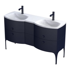 ORiSTO Szafka wisząca LOUIS 144 cm GRANATOWY MAT z umywalką LOUIS 144 cm BIAŁY MAT 2 x OR50-SD2S-62-14 + OR50-SD2S-24-14 + UME-LU-144-93-D-DARMOWA DOSTAWA