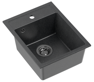 Quadron POP Zlewozmywak granitowy jednokomorowy 39*50*20,4 cm JOHNNY 90 GRANITEQ  black dotted ze stalowym odpływem