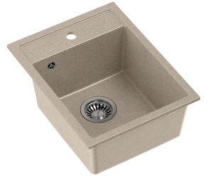 Quadron POP Zlewozmywak granitowy jednokomorowy 39*50*20,4 cm JOHNNY 90 GRANITEQ river sand / piaskowy ze stalowym odpływem
