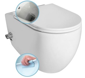 ISVEA - Miska wisząca WC INFINITY RIMLESS z dyszą bidetową i zaworem 36,5x53 cm bez deski kolor BIAŁY 10NFS1001I
