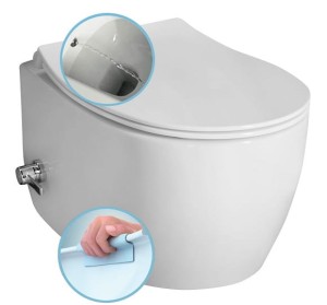 ISVEA - Miska wisząca WC biała SENTIMENTI rimless z dyszą bidetową i zaworem 36x51 cm bez deski  10ARS1010