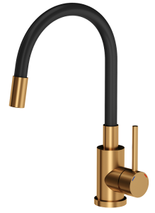 Quadron POP Bateria zlewozmywakowa stalowa MAGGIE  kolor miedź z elastyczną czarną wylewką