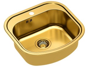 Quadron POP Zlewozmywak stalowy jednokomorowy 49*47*18 cm RAY 110 SteelQ PVD kolor złoty