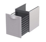 Oristo Szafka wisząca boczna niska SKAGEN 40 cm z koszem, PIASKOWY MAT OR49-SN1S-40-10-DARMOWA DOSTAWA