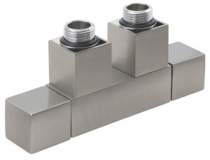 SAPHO Zawór CUBE TWIN  przyłączeniowy zespolony manualny rozstaw 50 mm kolor stal nierdzewna szczotkowana CP582S