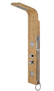 Corsan - Panel prysznicowy BAO z mieszaczem, drewno bambusowe z wykończeniem w kolorze chromowanym - Darmowa dostawa