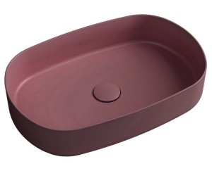 ISVEA Umywalka nablatowa INFINITY OVAL bez przelewu 55x36x12 cm kolor MAROON RED MAT 10NF65055-2R