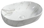 SAPHO Umywalka nablatowa DALMA owalna bez przelewu carrara  59x42x14 cm MM417