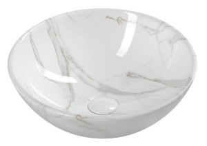 SAPHO Umywalka nablatowa DALMA okrągła bez przelewu carrara  42x42x16,5 cm MM117