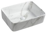 SAPHO Umywalka nablatowa DALMA prostokątna bez przelewu carrara  48x38x13 cm MM517