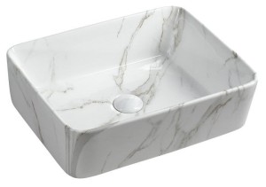 SAPHO Umywalka nablatowa DALMA prostokątna bez przelewu carrara  48x38x13 cm MM517