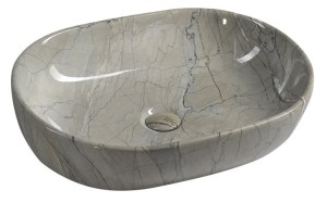 SAPHO Umywalka nablatowa DALMA owalna bez przelewu grigio  59x42x14 cm MM413