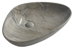 SAPHO Umywalka nablatowa DALMA asymetryczna bez przelewu grigio  58,5x39x14 cm MM213
