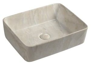 SAPHO Umywalka nablatowa DALMA prostokątna bez przelewu marfil  48x38x13 cm MM527