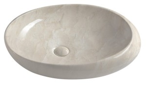 SAPHO Umywalka nablatowa DALMA owalna bez przelewu marfil 68x44x16,5 cm MM327