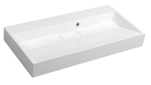 SAPHO Umywalka meblowa AMUR z pokrywą odpływu 90x46 cm biała  z konglomeratu bez otworu na baterię 55032-0 plus sitko odpływowe gratis