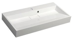 SAPHO Umywalka meblowa AMUR z pokrywą odpływu 90x46 cm biała  z konglomeratu z otworem na baterię 55032 plus sitko odpływowe gratis