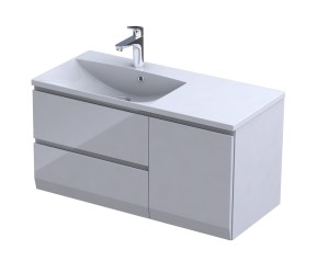 Oristo Szafka wisząca BRYLANT UNI 100 cm z umywalką AMELIA, LEWA BIAŁY POŁYSK OR36-SD2S-60-1-V3 + OR36-SN1S-40-1-V3 + UME-AM-100-92-L-DARMOWA DOSTAWA