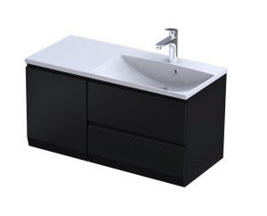 Oristo Szafka wisząca BRYLANT UNI 100 cm z umywalką AMELIA, PRAWA CZARNY MAT OR36-SD2S-60-8-V3 + OR36-SN1S-40-8-V3 + UME-AM-100-92-P-DARMOWA DOSTAWA