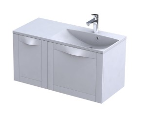 Oristo Szafka wisząca SKAGEN 100 cm z umywalką AMELIA, PRAWA BIAŁY MAT OR49-SD1S-60-2 + OR49-SN1S-40-2 + UME-AM-100-92-P-DARMOWA DOSTAWA