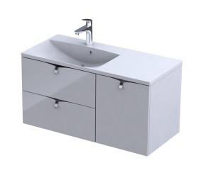 Oristo Szafka wisząca SIENA 100 cm z umywalką AMELIA, LEWA BIAŁY POŁYSK OR45-SD2S-60-1 + OR45-SN1S-40-1 + UME-AM-100-92-L-DARMOWA DOSTAWA