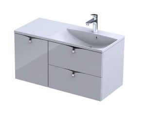 Oristo Szafka wisząca SIENA 100 cm z umywalką AMELIA, PRAWA BIAŁY POŁYSK OR45-SD2S-60-1 + OR45-SN1S-40-1 + UME-AM-100-92-P-DARMOWA DOSTAWA