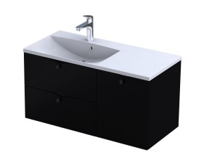 Oristo Szafka wisząca SIENA 100 cm z umywalką AMELIA, LEWA CZARNY MAT OR45-SD2S-60-8 + OR45-SN1S-40-8 + UME-AM-100-92-L-DARMOWA DOSTAWA