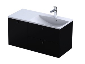 Oristo Szafka wisząca SIENA 100 cm z umywalką AMELIA, PRAWA CZARNY MAT OR45-SD2S-60-8 + OR45-SN1S-40-8 + UME-AM-100-92-P-DARMOWA DOSTAWA