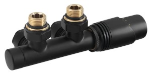 BRUCKNER Zawór  przyłączeniowy WICHER termostatyczny zespolony uniwersalny rozstaw 50 mm kolor czarny mat 600.311.6