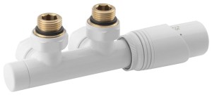 BRUCKNER Zawór  przyłączeniowy WICHER termostatyczny zespolony uniwersalny rozstaw 50 mm kolor biały 600.311.4
