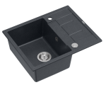 Quadron Unique Zlewozmywak granitowy jednokomorowy 62*50*22 cm z ociekaczem MORGAN 116 BLACK DIAMOND z syfonem Push-2-Open w kolorze stalowym-DARMOWA DOSTAWA
