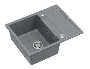 Quadron Unique Zlewozmywak granitowy jednokomorowy 62*50*22 cm z ociekaczem MORGAN 116 SILVER STONE z syfonem Push-2-Open w kolorze stalowym-DARMOWA DOSTAWA