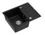Quadron Unique Zlewozmywak granitowy jednokomorowy 62*50*22 cm z ociekaczem MORGAN 116 PURE CARBON z syfonem Push-2-Open w kolorze stalowym-DARMOWA DOSTAWA