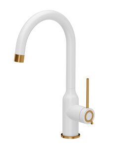 Quadron Unique Bateria zlewozmywakowa stalowa INGRID Q LINE SNOW WHITE kolor biały mat/wykończenie miedź-DARMOWA DOSTAWA