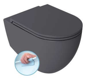 ISVEA - Miska wisząca WC INFINITY RIMLESS 36,5x53 cm bez deski kolor ANTRACYT 10NF02005-2C