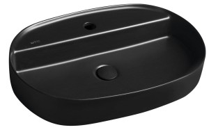ISVEA Umywalka nablatowa INFINITY OVAL bez przelewu z otworem na baterię 60x40x12 cm kolor CZARNY MAT  10NF65060-2N