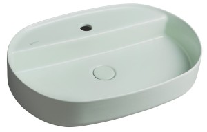 ISVEA Umywalka nablatowa INFINITY OVAL bez przelewu  z otworem na baterię 60x40x12 cm kolor MINT MAT 10NF65060-2T