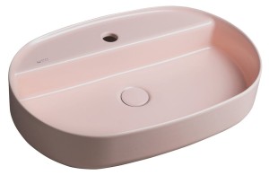 ISVEA Umywalka nablatowa INFINITY OVAL bez przelewu z otworem na baterię 60x40x12 cm kolor SALMON MAT 10NF65060-2S